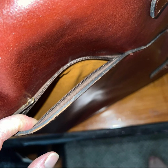 Patricia Nash Cognac Brown Leather Tote With Crossbody Strap Coastal Grandma - Picture 4 of 15